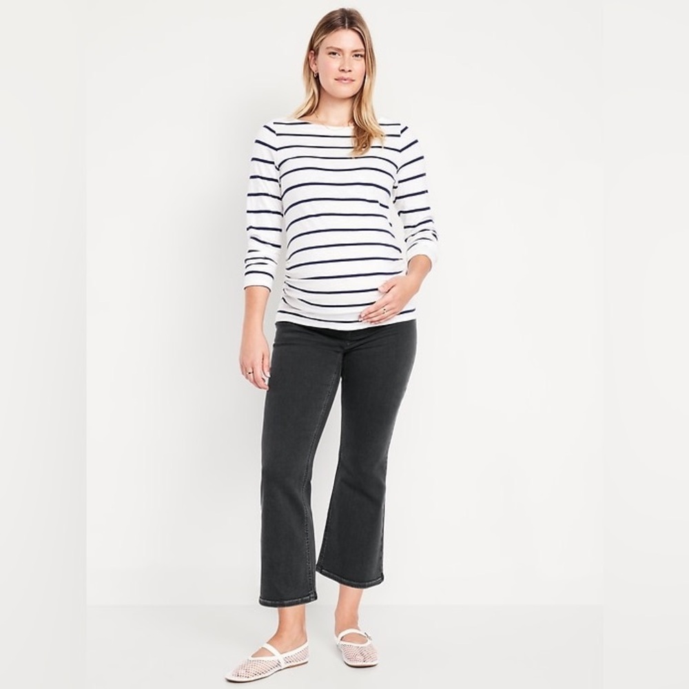 Maternity Front Low-Panel Crop Flare Jeans